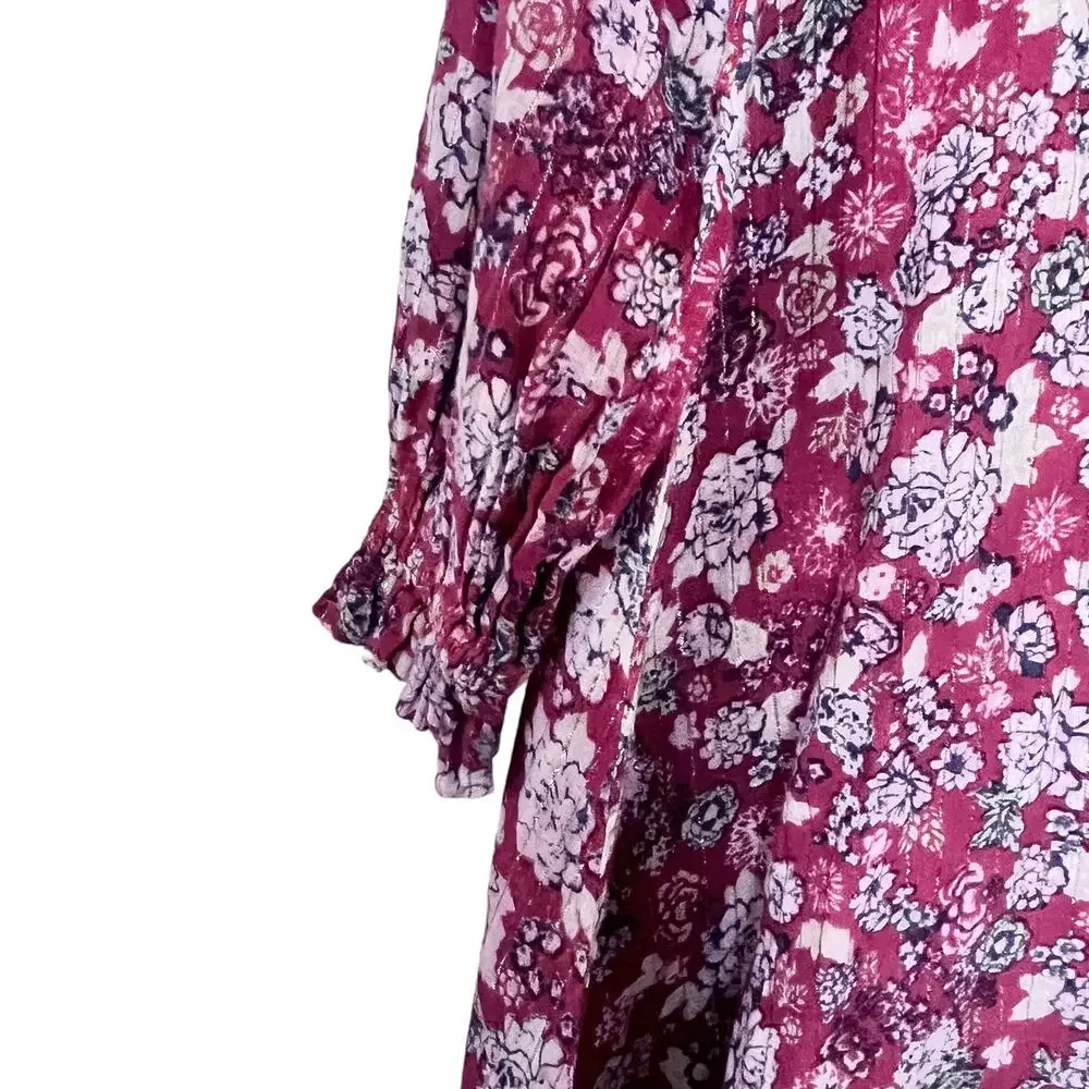 Molo Girls Clair Floral Ruffled Metallic Dress - Size 13/14